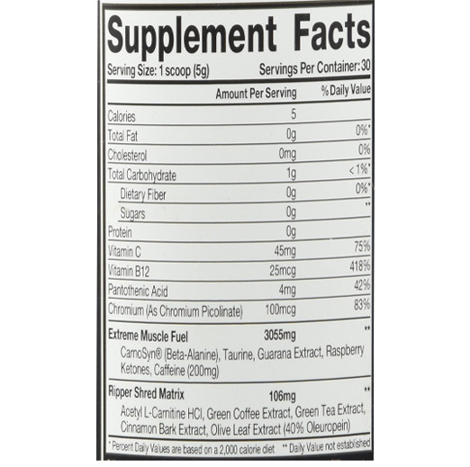 JNX Sports The Ripper Shredding Thermogenic Fat Burner, Pre-Workout  30 Servings