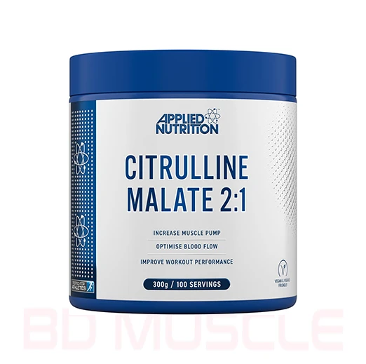 Applied Nutrition Citruline Malate 2:1 | 300 Gram 100 serving 3000MG Per Serving |  Nitric Oxide Booster Amino Acid Powder Supports Muscle Recovery Improves Performance Vegan Gluten Free (Unflavoured)